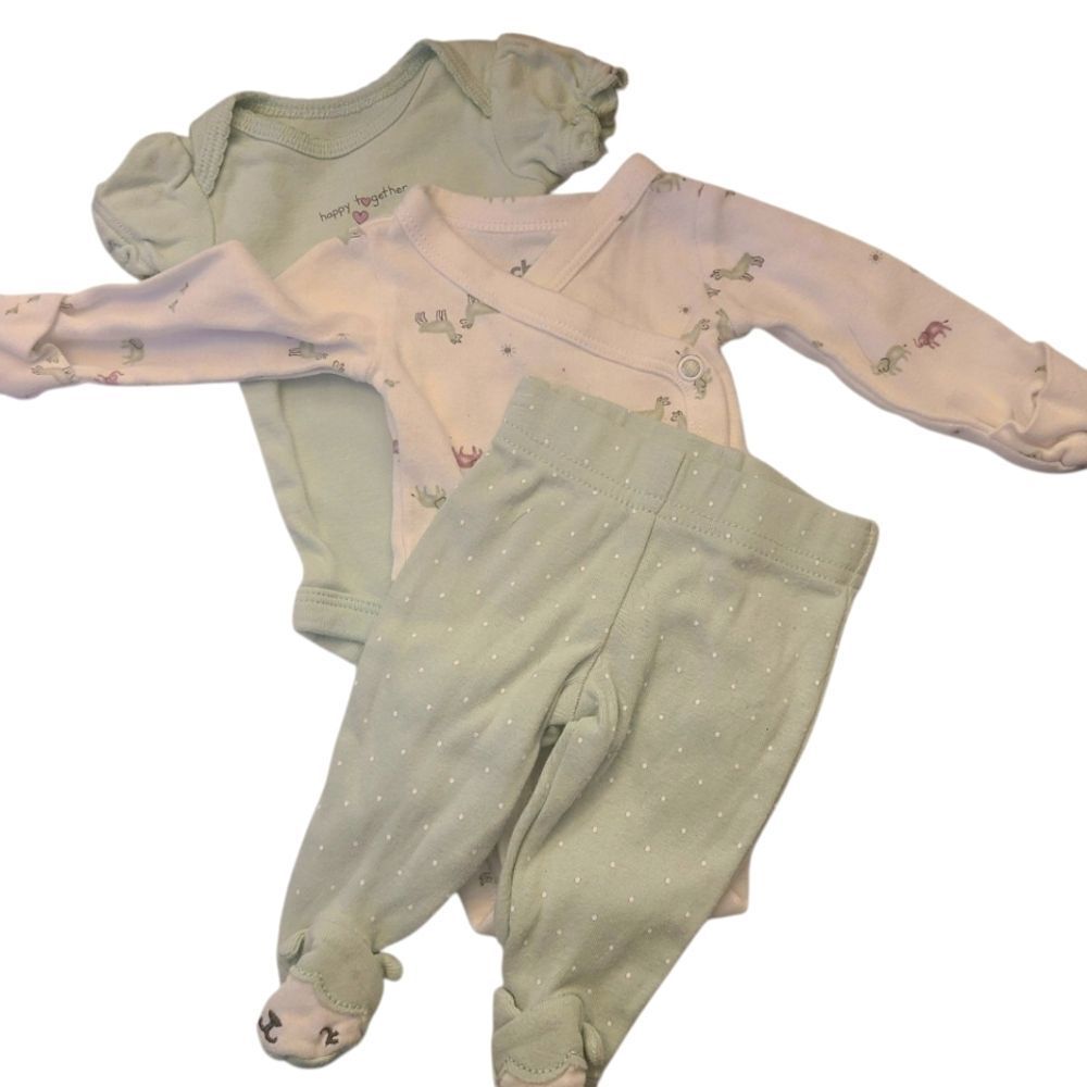 Carter's Preemie Onesies Three Pieces Long And Short Sleeves and Pants Set  NEW